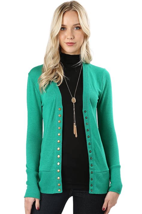 Cardigans For Women Long Sleeve Cardigan Knit Snap Button Sweater