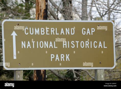 Road Sign For Cumberland Gap National Historical Park Stock Photo Alamy