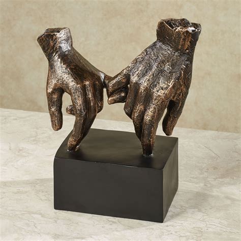 Lingering Hold Bronze Finished Hands Table Sculpture
