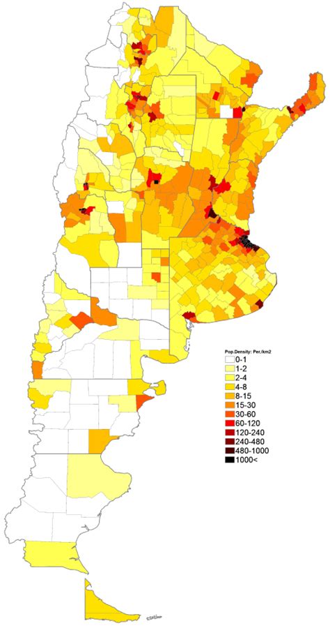 Argentina Population Density Map