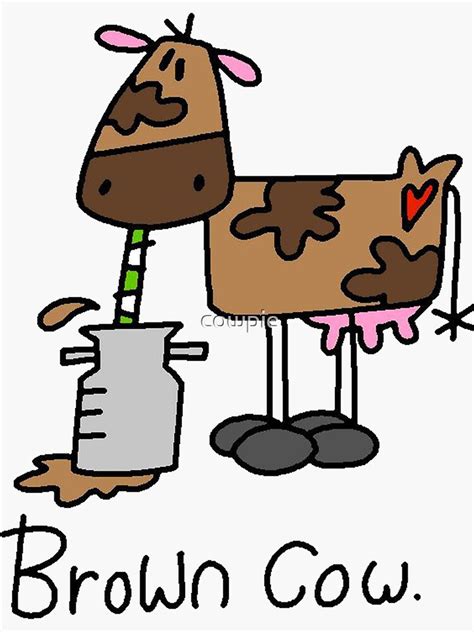 How Now Brown Cow Funny Stick Figure Chocolate Cow Sticker For Sale