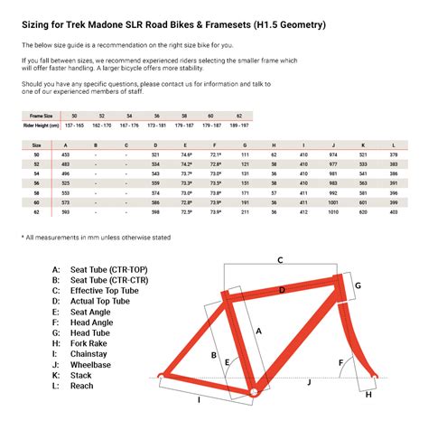 Trek Road Bike Frame Size Chart Kanta Business News