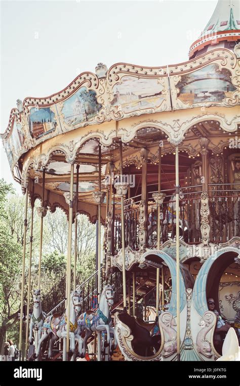 Closeup On A Vintage Carousel In Paris France Stock Photo Alamy
