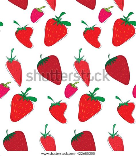 Strawberry Seamless Background Pattern Vector Hand Stock