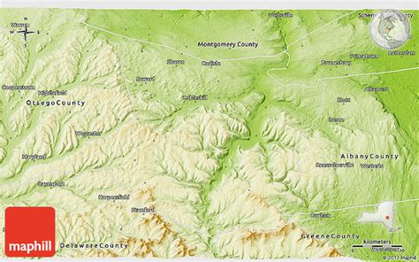 Physical 3d Map Of Schoharie County