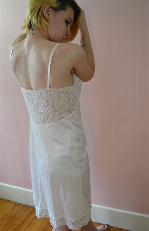 Vintage Lingerie S Vanity Fair White Full Slip Dress Etsy