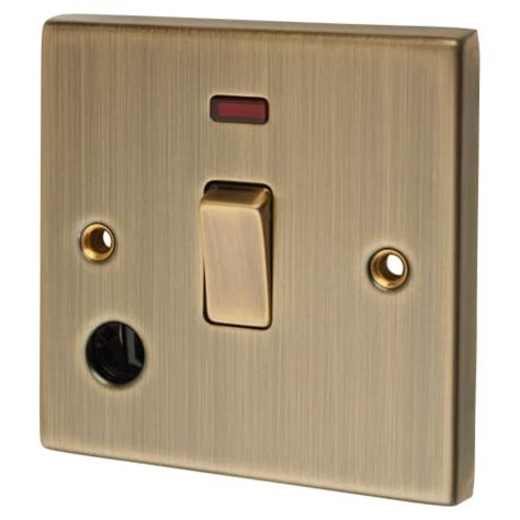 Knightsbridge 20a 1 Gang Double Pole Switch With Neon And Flex Outlet