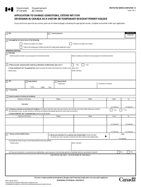 2022 Canada Imm 5708 Formerly Imm 1249 Fill Online Printable