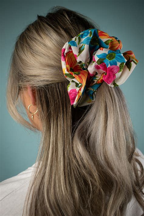 Xl Floral Scrunchie Hair Accessory Etsy