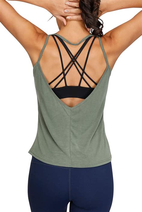 Womens Yoga Tops Sexy Backless Yoga Shirt Open Back Running Activewear