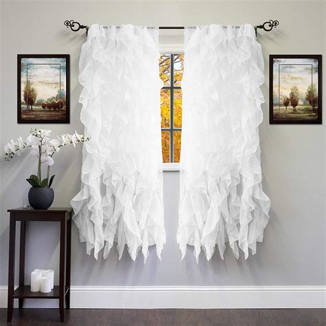 Decotex 2 Piece Cascade Shabby Chic Sheer Waterfall Ruffle Window