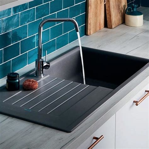 Lamona compact single bowl inset composite grey kitchen sink. Choose a sleek and modern granite composite single bowl ...