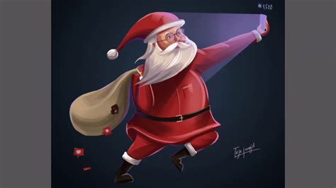 Santa Claus Illustration In Adobe Photoshop Cc Speed Art Youtube