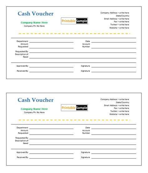 18 Free Sample Cash Voucher Templates Printable Samples