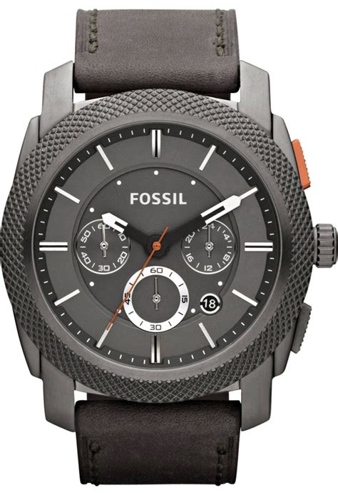 Fossil Machine Chronograph Leather Watch Iron Grey Fs4777 Fossil Watch