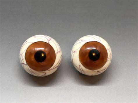 Matched Pair Of Lampwork Glass Eyeball Marbles With Brown Etsy Glass Eyeballs Lampwork