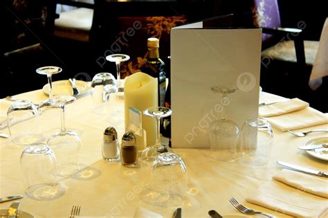 Luxurious Restaurant Interior With Set Tables Photo Background And