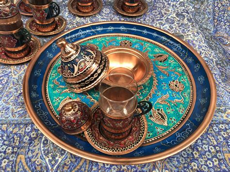 Turkish Tea Set Colorful Serving Set For 6 Person Hand Etsy