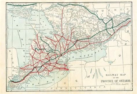 1892 Charming Antique Railway Map Of Ontario Canada Map Railway