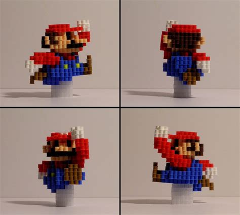 Super Mario Bros 3d Jumping Mario Wpipe Base Stand Pixel Etsy