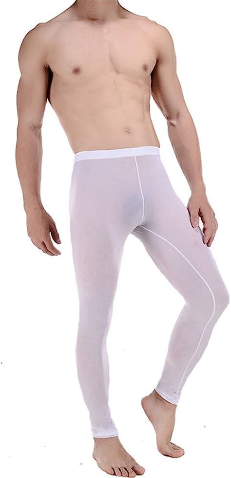 Mens Sexy Loose See Through Gauze Pants L White Uk