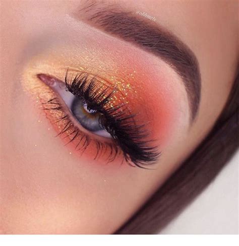 Orange Glitter Eye Makeup Women Fashion Eyemakeuphow Orange