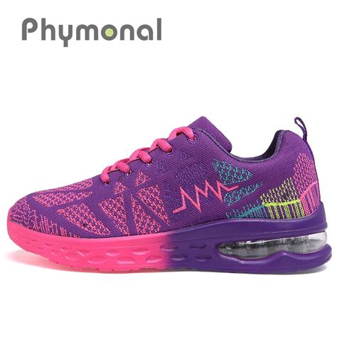 Phymonal Purple Light Running Shoes Women Men Mesh