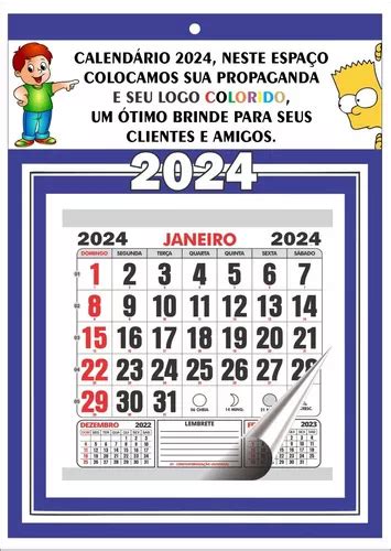 100 Folhinhas 2024 Calendário Personalizado Comercial 20x28 Frete grátis