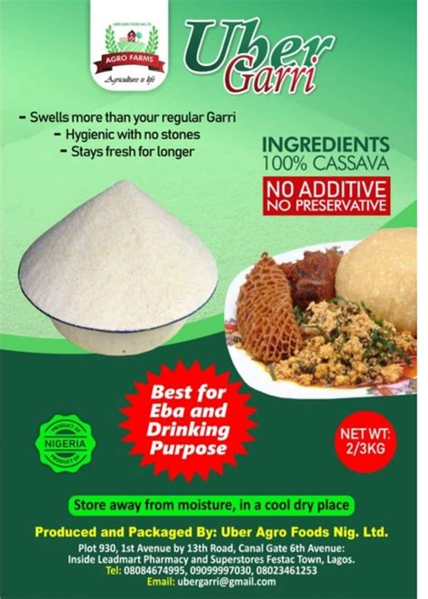 Uber Agro Foods Limited Debuts Its Packaged Garri In Nigeria Food