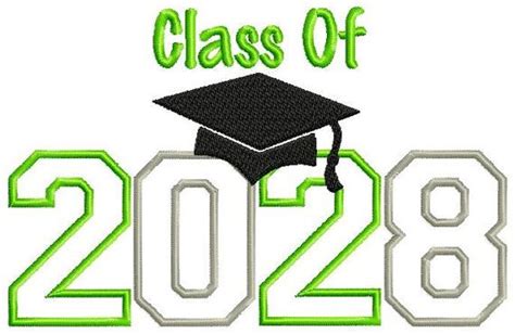 Embroidery Design Class Of 2028 Appliqué Graduation Cap Back To