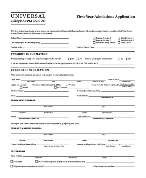 Free 8 Sample College Application Forms In Pdf Word