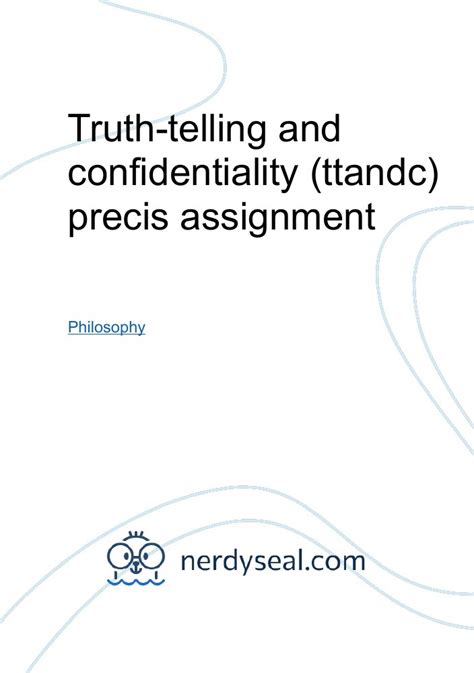 truth telling and confidentiality ttandc precis assignment 719 words