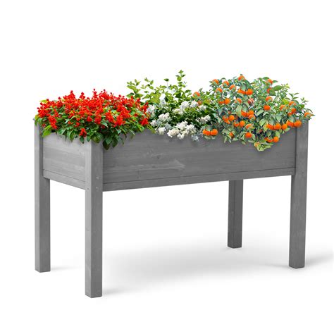 Metal Raised Garden Bed With Wheels Black Outdoor Garden Box For Vegetable Flower Herb