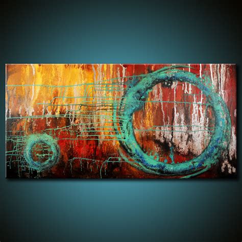 Modern Abstract Painting 48x24 Canvas Colorful Original