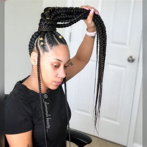 Ponytail hairstyles for boys and men. Image may contain: 1 person | Feed in braids ponytail ...
