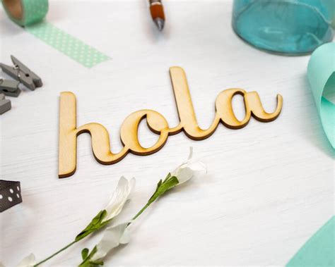 Hola Unfinished Wood Word Cutout Craft Supplies Spanish Etsy