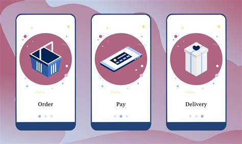 Vector Illustration Of Order Pay And Delivery On The Onboarding