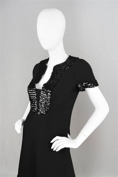 1960s Early Emanuel Ungaro Vintage Beaded Black Crepe Dress At 1stdibs