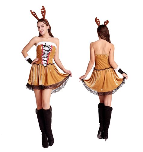 Women S Sexy Christmas Reindeer Rudolf Costume Piece Set Walmart Com