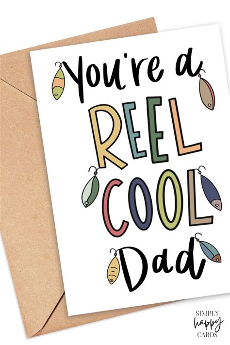 Youre A Reel Cool Dad Card Birthday Card For Dad Etsy Happy