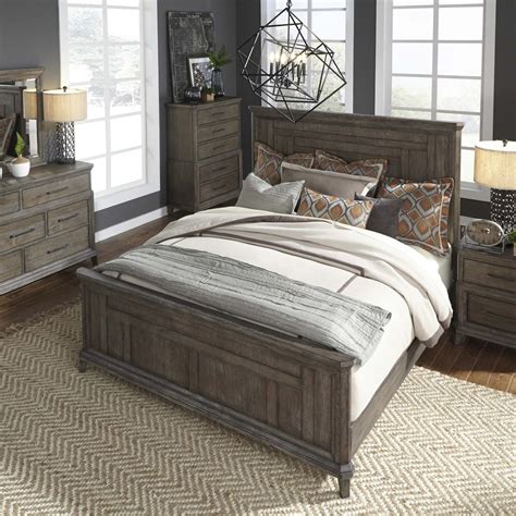 Artisan Prairie Queen Panel Bed Dresser And Mirror Chest Night Stand 823 Br Qpbdmcn By Liberty