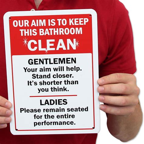 Funny Our Aim Is To Keep This Bathroom Clean Sign Sku S 5611