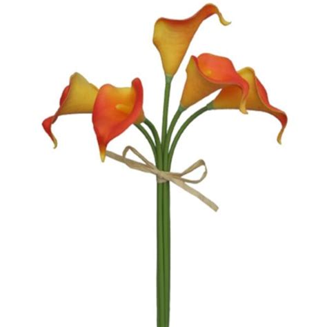 Artificial Calla Lily Bundle Real Touch Orange Lilies Shelf Edge Uk