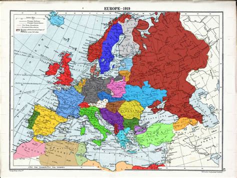 A Coloured Map Of Post Ww1 Europe Old World Maps Old Maps Europe