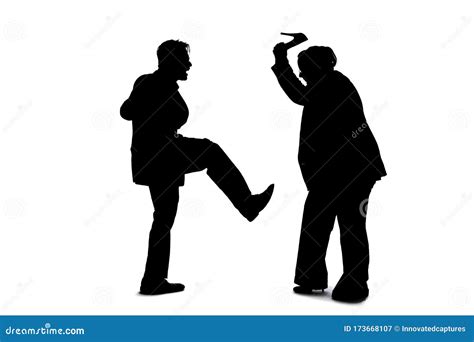 Silhouette Of People Fighting Or Arguing Stock Image Image Of Argue
