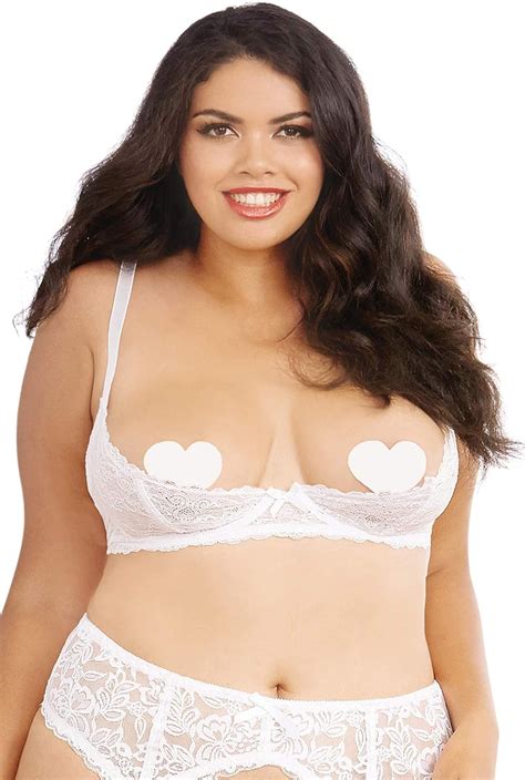 Dreamgirl Sexy Sultry Nights Open Cup Lace Shelf Bra Plus Size White Bust Amazon Co Uk