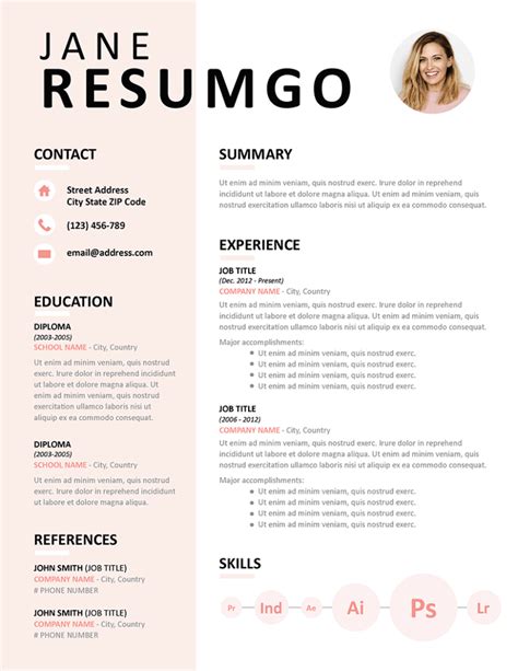 Pink Resume Template Free Printable Templates