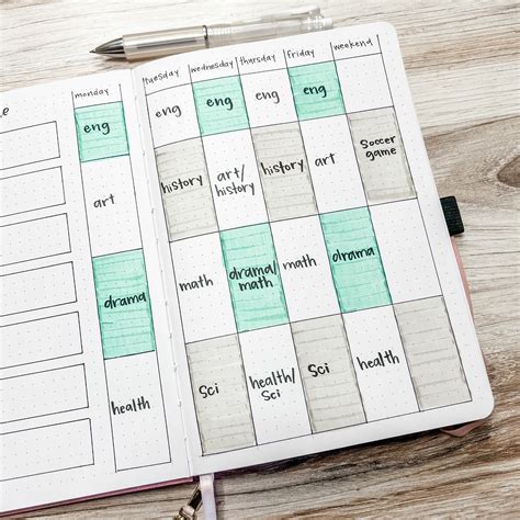 Back To School Class Schedule Layout For Your Planner Or Bullet Journal