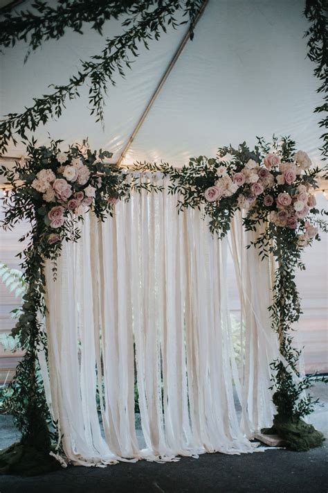 Ethereal Wedding Ceremony Arch Idea Greenery Arch With Blush Flowers