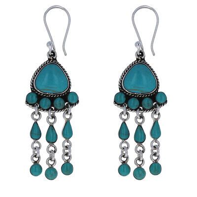 Sterling Silver Turquoise Chandeliers Inch Dangle Earrings Genuine